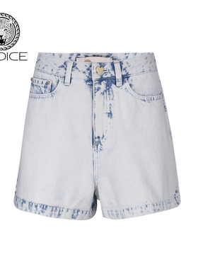 kodice夏季新款淡蓝色棉质牛仔短裤水洗磨白A字裤时尚百搭女装