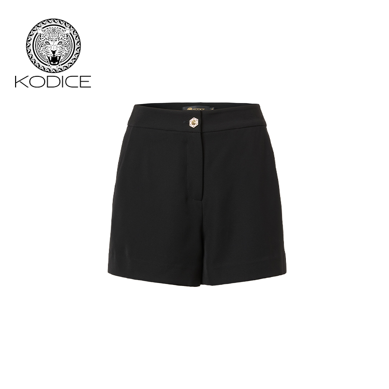 kodice黑色百搭高腰直筒A字短裤