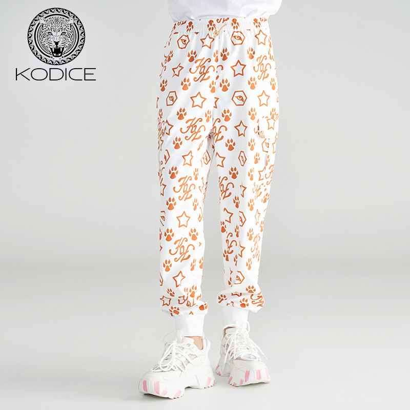 KD女印花松紧休闲长裤