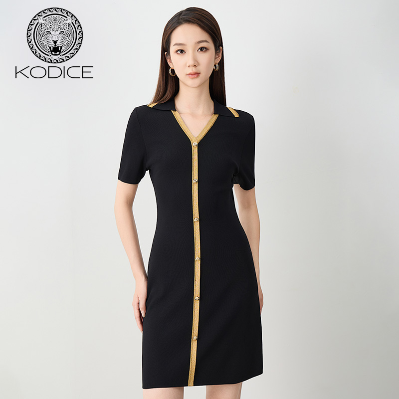 kodice夏季新款女黑色连衣裙