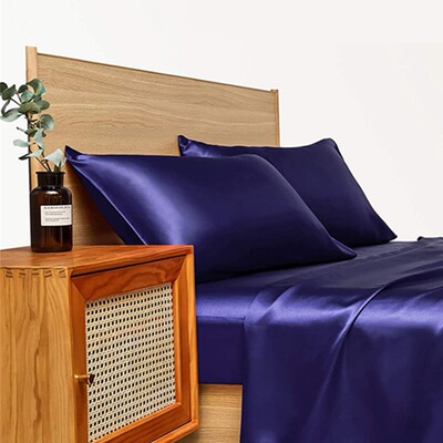 色丁仿真丝跨境床品四件套床单床笠枕套组合sheet set