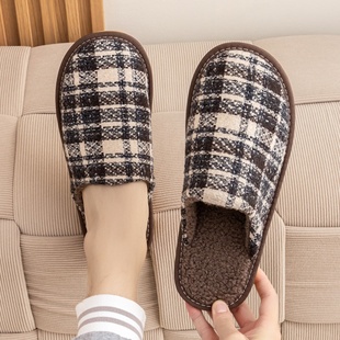 家居用棉拖鞋 冬天高档 男棉麻耐脏保暖防滑女情侣家用地板布艺拖鞋