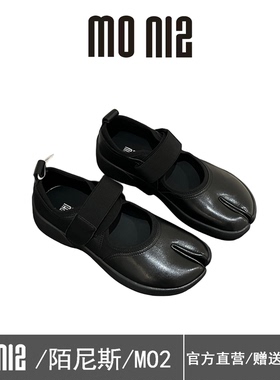 陌尼斯分趾鞋女2026春季真皮玛丽珍鞋黑色魔术贴百搭轻便舒适单鞋