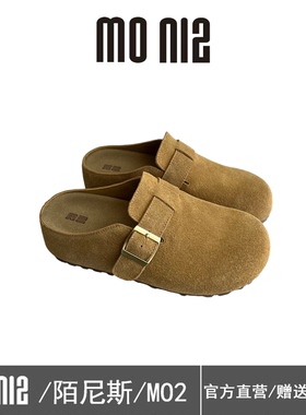 MONIZ陌尼斯勃肯鞋女2026春季包头半拖鞋皮带扣一脚蹬懒人女鞋潮
