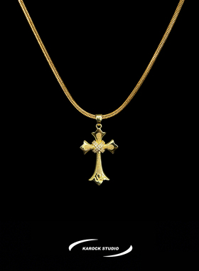 美式金色十字架男士锁骨链百搭