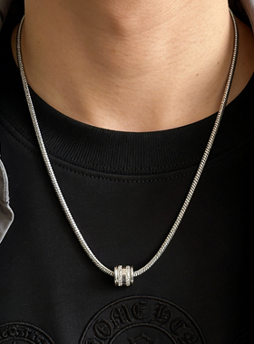蛇骨链钛钢镶钻转运珠小蛮腰项链不掉色百搭配饰饰品男生小众设计