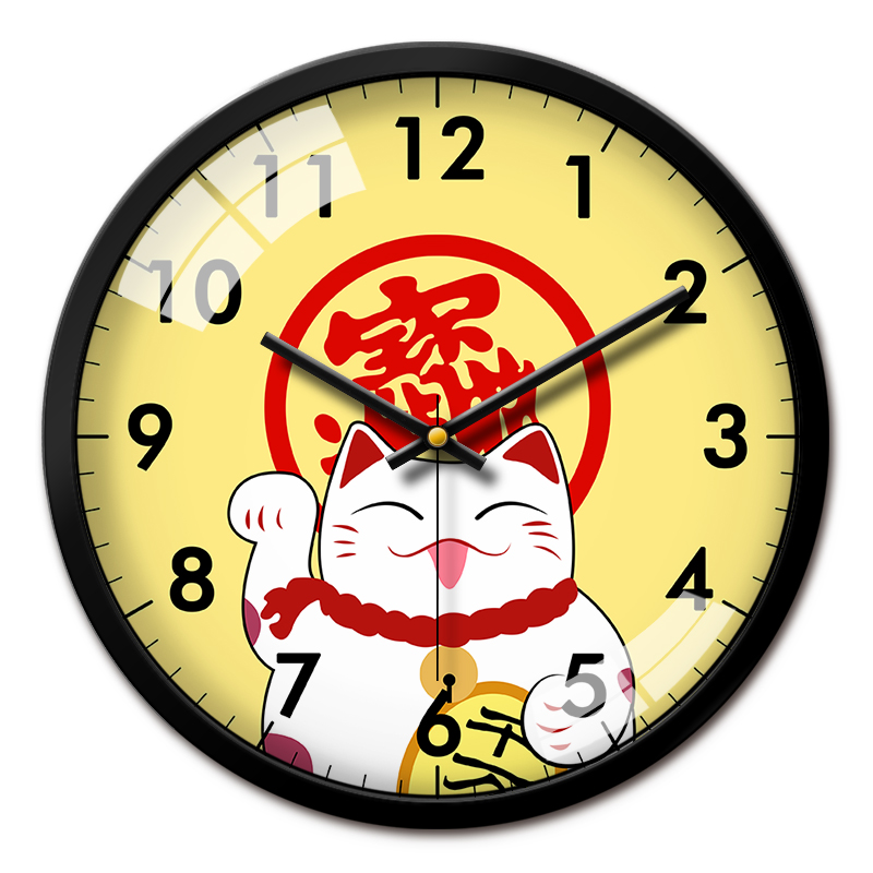 创意静音招财猫财神挂钟