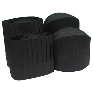 一次性厨师帽子无纺布厨师帽纸帽高帽男女士儿童厨房帽黑色工作帽