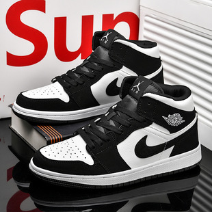 正品aj男鞋中帮黑白熊猫板鞋子男款运动高帮春秋季莆田篮球鞋女款