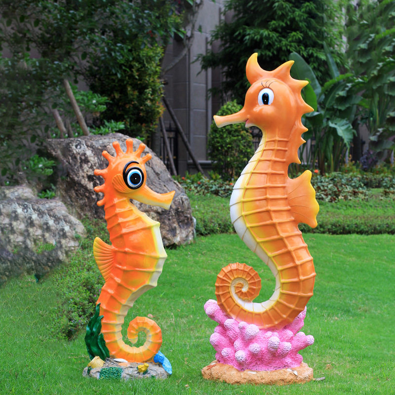 发光户外园林造景海洋系列动物海马鱼摆件玻璃钢雕塑主题公园装饰
