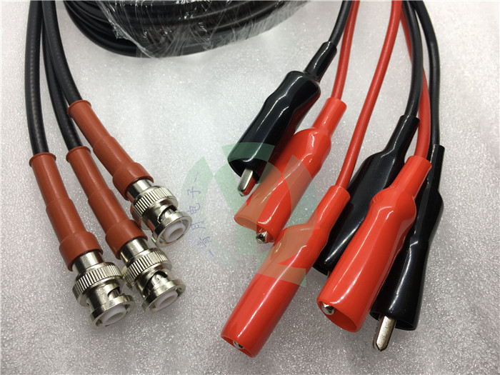 MHV高压3000V公头转红黑双鱼夹耐压测试线 高压BNC柔软RG58信号线