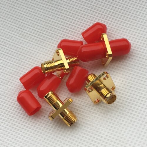 短款SMA-KKF SMA-50-KKF母对母四孔法兰盘固定焊板射频同轴连接器