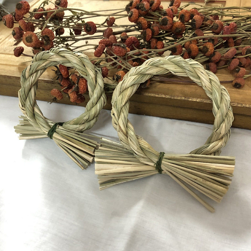 日本注连绳日式草环 森系diy绿植绿草配件 墙面装饰花环花店资材