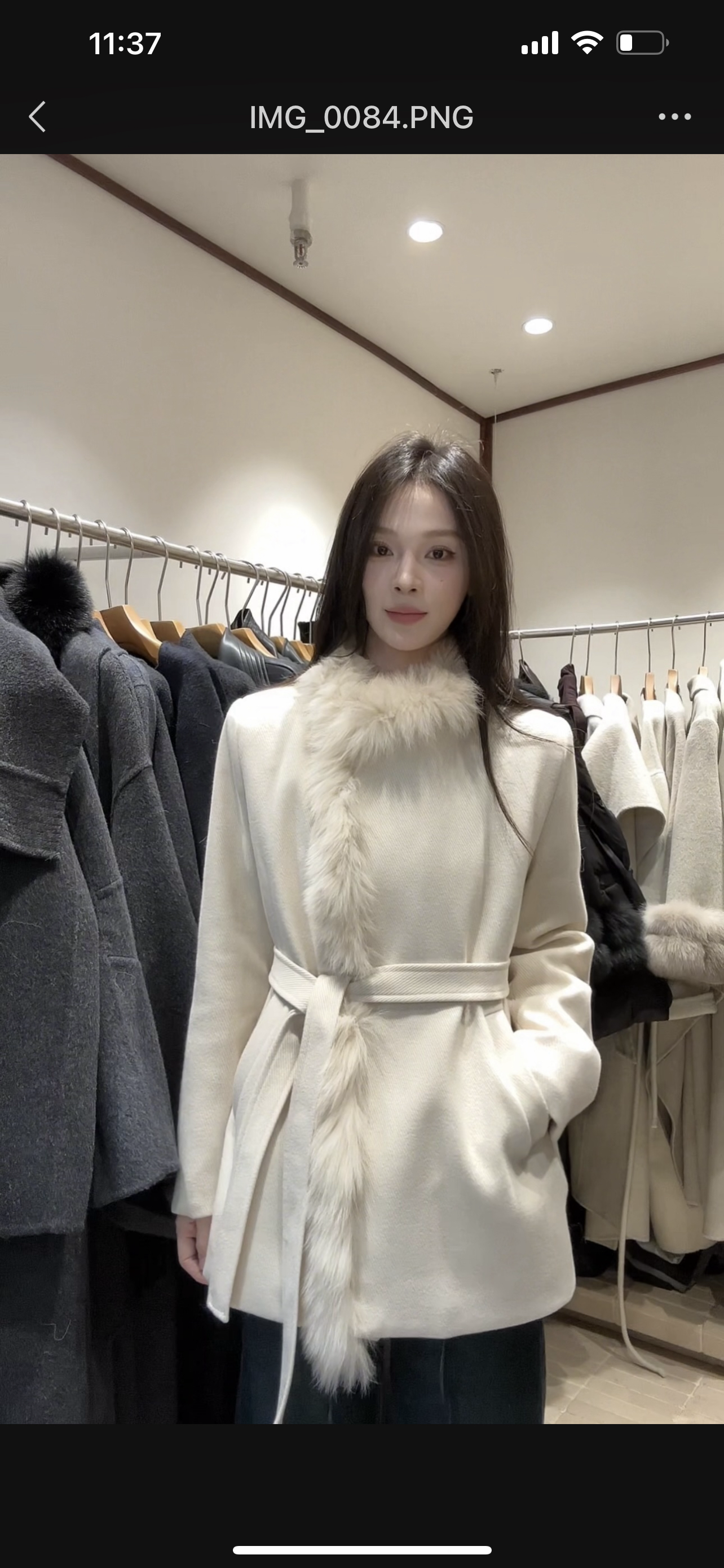 U.me小香狐狸毛领呢子大衣2025冬新款内胆羽绒50白鸭绒中长款外套