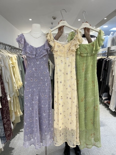 2026早春款U.me法式小碎花短袖连衣裙女夏季新款修身长裙子