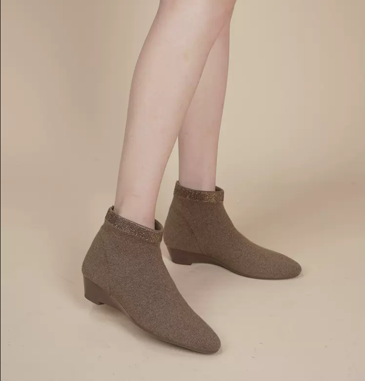 MALOVE MZ女靴2024冬季新款羊绒圆头低跟短靴时尚舒适弹力瘦瘦靴,女鞋,弹力靴/袜靴,淘宝优惠券,粉丝福利购,淘宝优惠卷