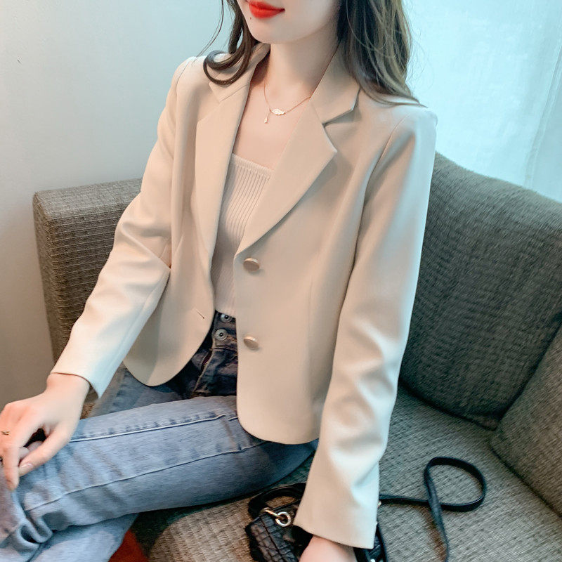小个子短款休闲西装外套女春秋季高级感法式气质显瘦长袖西服上衣