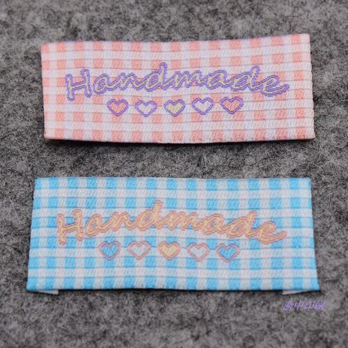handmade布标发圈商标现货 DIY彩色织标服装手工品领标织唛定制