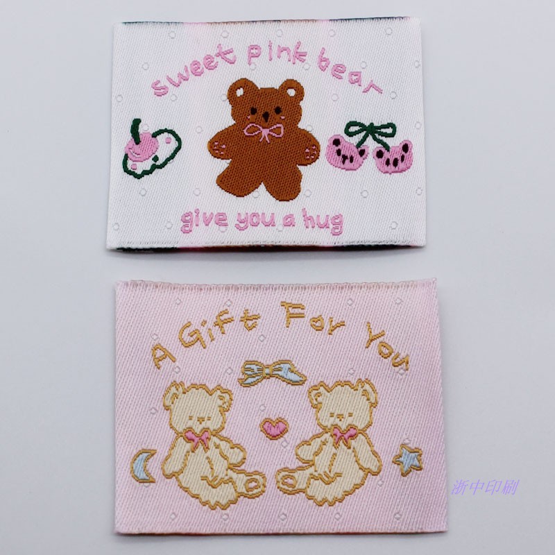 handmade彩色小熊织标布标大尺寸DIY手工品包包饰品商标服饰标签