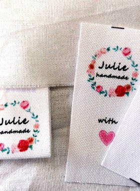 DIY手工制作个性棉带布标签handmade棉布标姓名标上学名字标定做