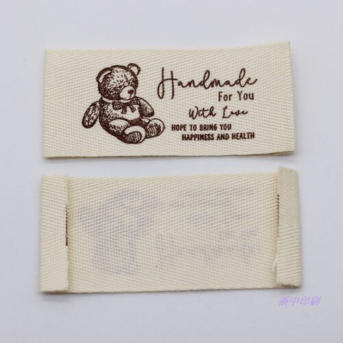handmade斜纹纯棉布标印标现货人字纹本白棉带手工品布标玩偶商标
