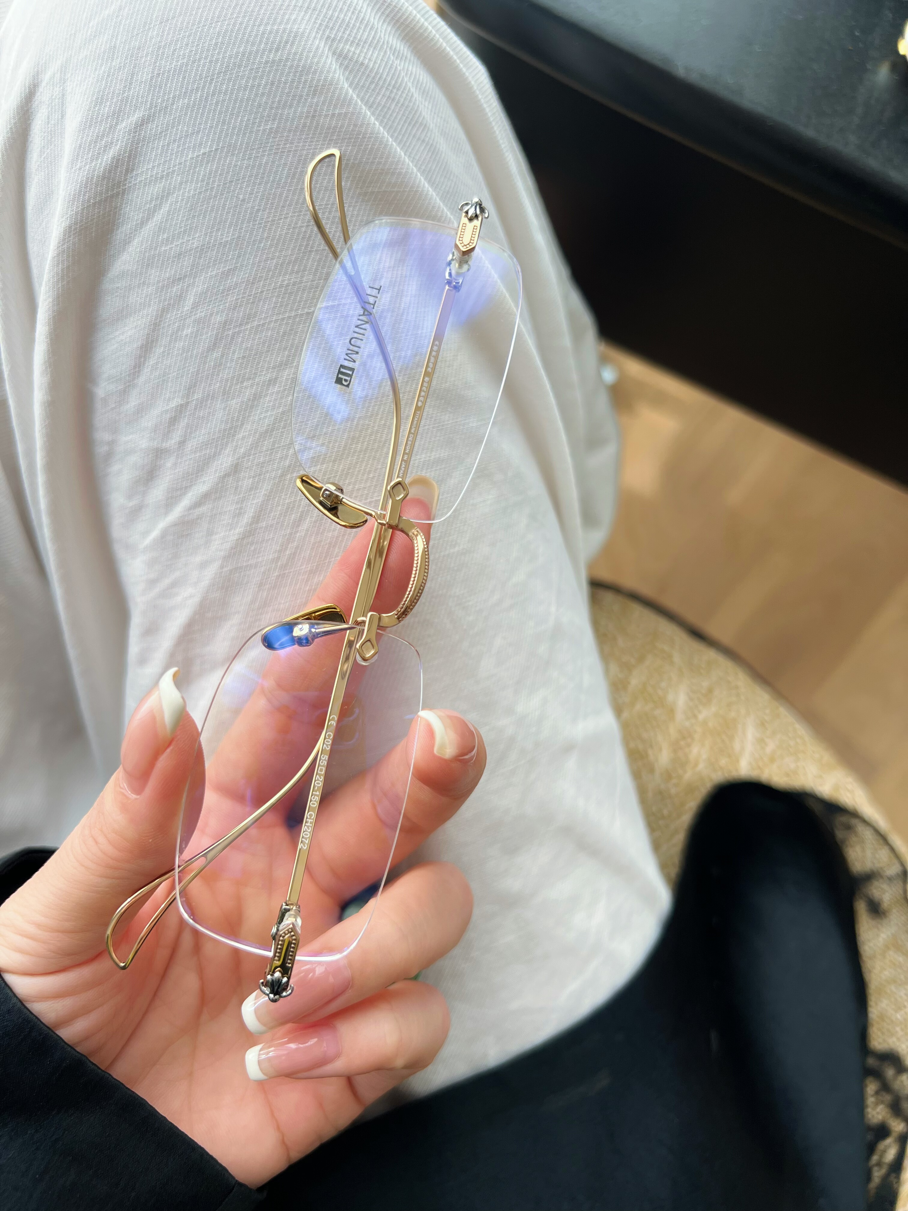 CBENJO/陈都灵同款无框纯钛 气质型时髦近视眼镜框 可配近视镜片