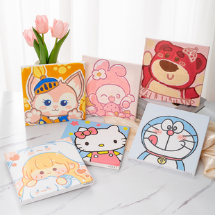 卡通动漫DIY数字油画儿童手工涂色画布套装创意美术用品