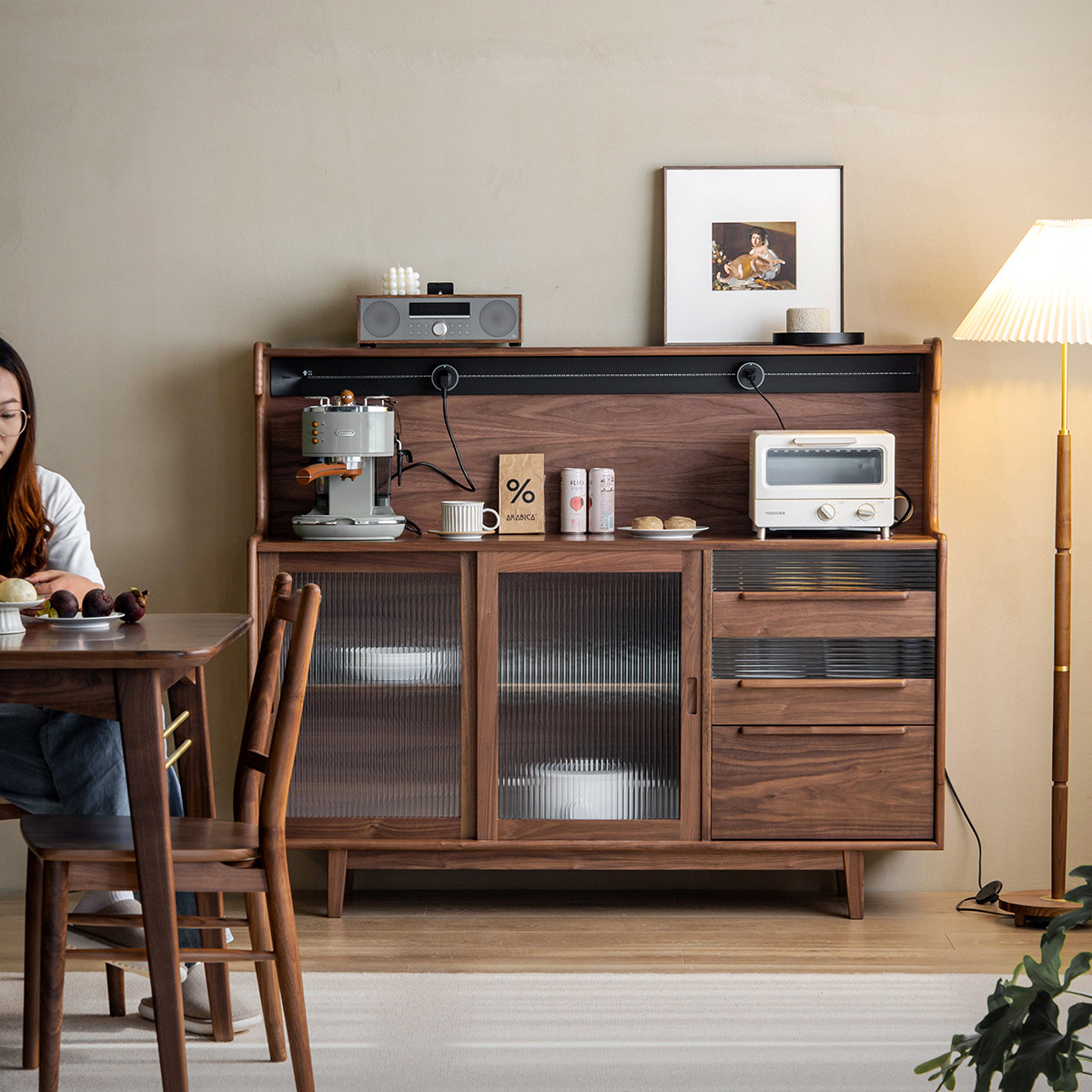 拾影木筑 北美黑胡桃木餐边柜全实木茶水柜北欧复古收纳储物橱柜,住宅家具,餐边柜,淘宝优惠券,粉丝福利购,淘宝优惠卷