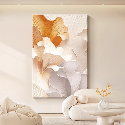 银杏叶客厅定制装饰画简约