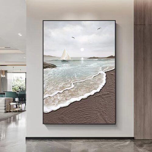 简约大气艺术抽象海景艺术油画布
