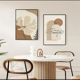 奶油卧室床头客厅装饰画莫兰迪高级抽象餐厅壁画卧房感主卧床挂画