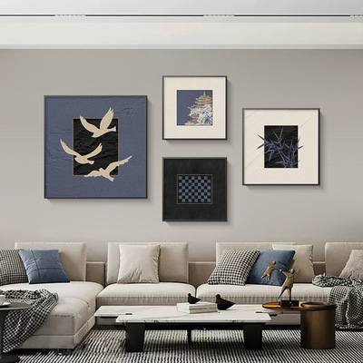 中古风客厅定制装饰画复古