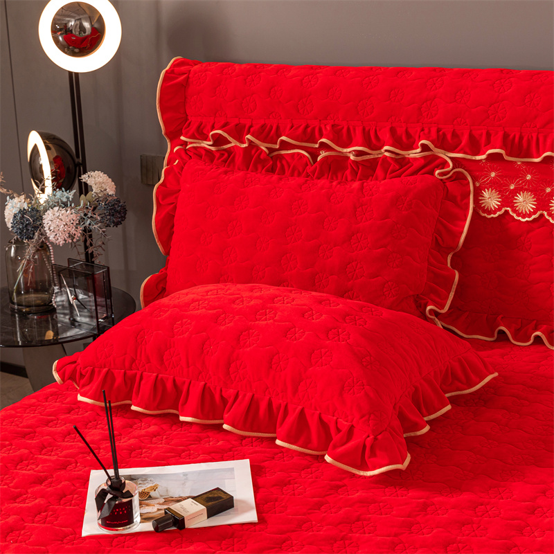 水晶绒保暖枕套一对装秋冬夹棉加厚法兰绒牛奶绒单双人枕芯套枕皮