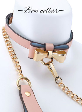 黑金蝴蝶结项圈女定制刻字高端choker粉色金属蝴蝶结项链