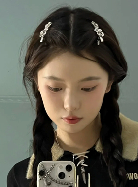 Busan甜酷ins少女金属花朵发夹刘海前额碎发鸭嘴夹侧边夹发卡发饰