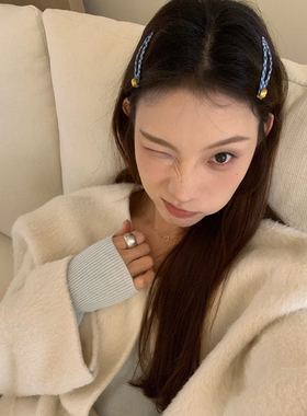 Busan韩系ins时尚格纹彩钻发夹bb夹刘海夹侧边发卡少女发饰新款