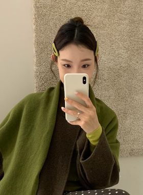 Busan韩系秋冬复古彩色椭圆针织发夹bb夹洋气百搭显色刘海夹边夹