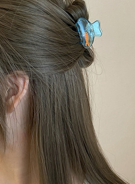 Busan创意可爱小金鱼小号半扎鲨鱼夹2025新款夏天发夹小抓夹发饰