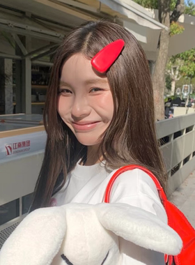 Busan时尚复古高级感漆皮边夹发夹网红亮面PU水滴鸭嘴夹刘海侧夹