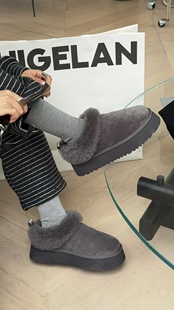 特价诗歌兰真皮女鞋2025冬新款时尚百搭厚底加绒保暖雪地靴短靴潮