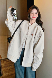 美式慵懒chic棒球服外套女春秋2025新款独特超好看学院风百搭夹克图片