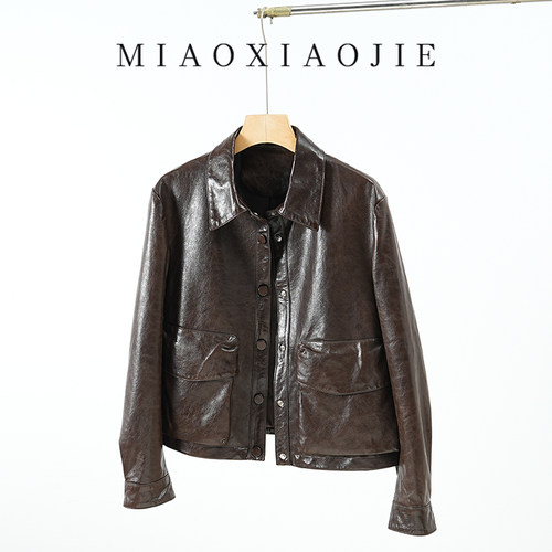 2025秋季新款短款小羊皮皮夹克