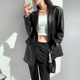 宽松外套女 风衣夹克皮西装 欧货2025新款 海宁绵羊皮真皮皮衣中长款