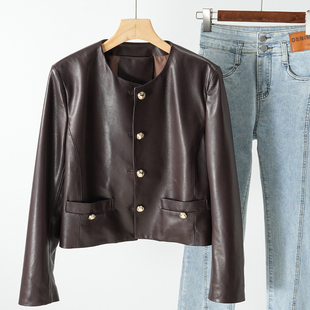 玫瑰的故事刘亦菲同款皮夹克绵羊皮真皮皮衣女短款外套2025新款
