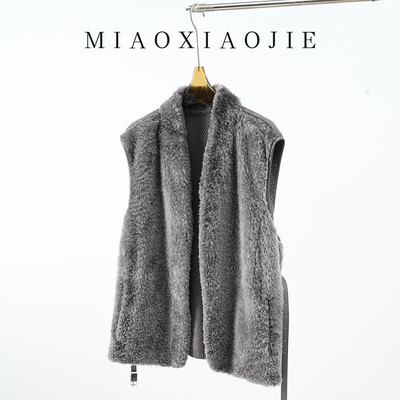 欧货真皮真毛羊羔毛皮毛一体马甲