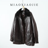 欧货油蜡羊皮真皮鹅绒服中长款 皮外套 2025冬新款 皮衣宽松大码 阔版