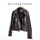 欧洲站高端油蜡羊皮真皮皮衣女短款 2026春秋新款 小个子皮夹克外套