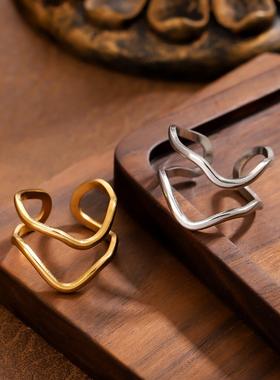 欧美风不锈钢镂空戒指女款