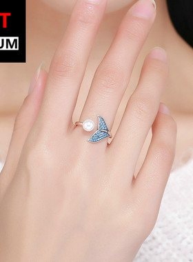 饰品跨境跨境爆款s925纯银开口可调节女鱼尾戒指时尚人鱼指环手饰