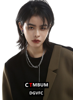 双层粗链叠戴宝石项链女秋季轻奢